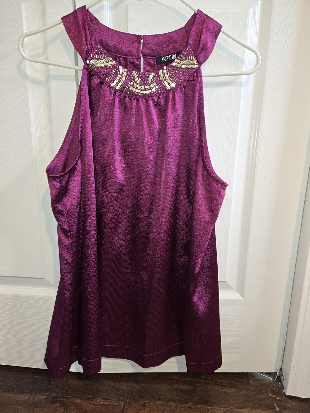 Magenta Purple Beaded Sleeveless Party Top